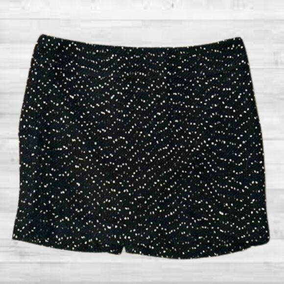 The Limited Chic Black White Spot Dot Tweed Wool Blend Lined Mini Skirt, Size 10 - Picture 1 of 13